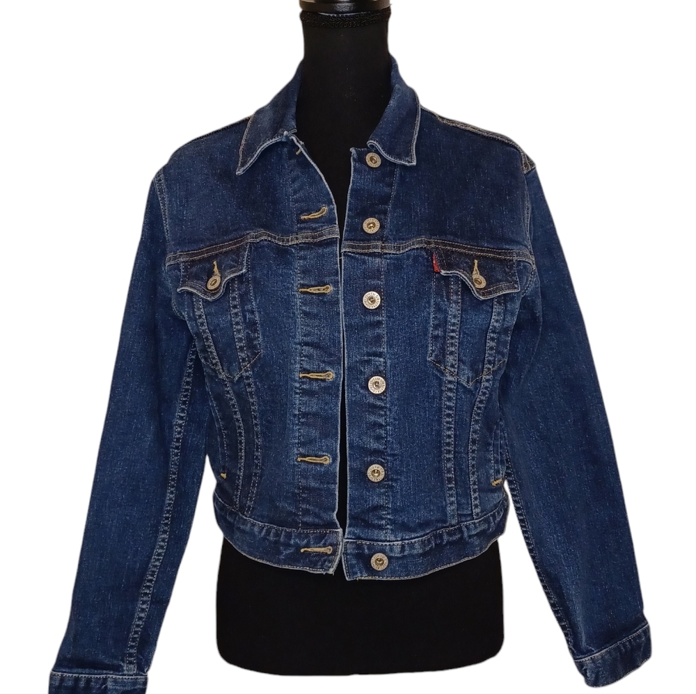 Levi's Dry Goods Cropped Denim Jean Jacket Women's Sz Medium VTG